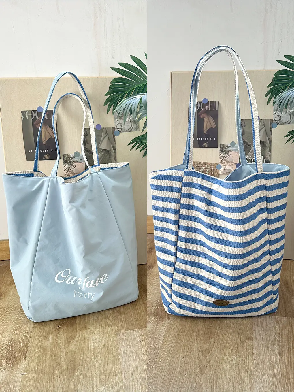 Korean Style Striped Canvas Tote Bag Large Capacity - Image 11