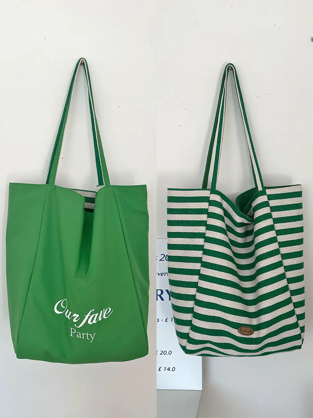 Korean Style Striped Canvas Tote Bag Large Capacity - Image 12