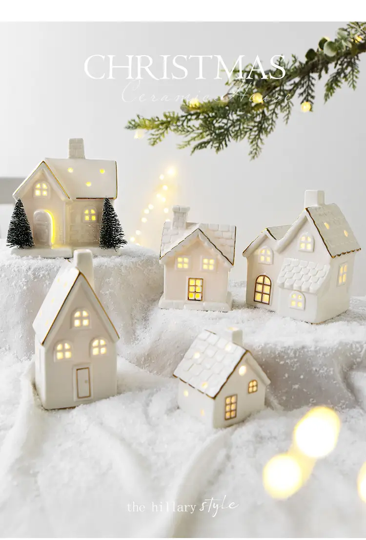 Ceramic Luminous Snow House Decor 14cm — feature 3
