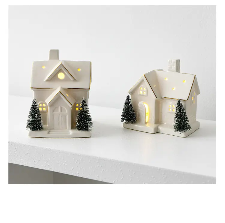 Ceramic Luminous Snow House Decor 14cm — feature 8