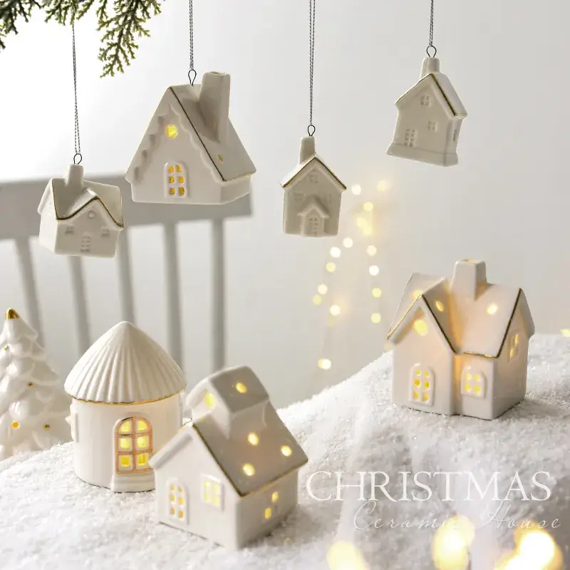 Christmas Ceramic House Decor Set for Home - Image 5