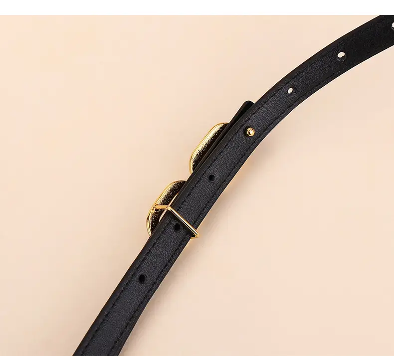 Women's Cowhide Leather Belt with Gold Chain Closure — feature 16