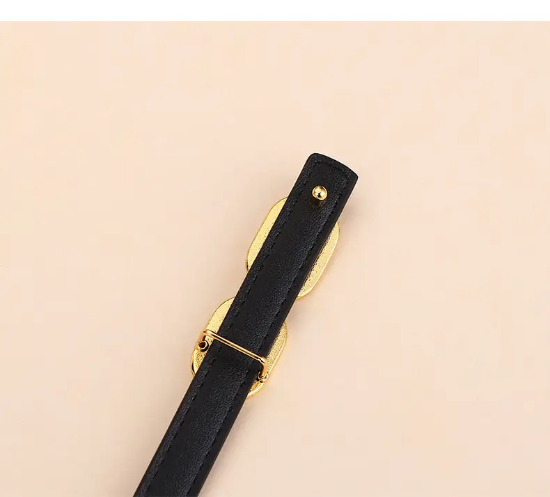 Women's Cowhide Leather Belt with Gold Chain Closure — feature 17