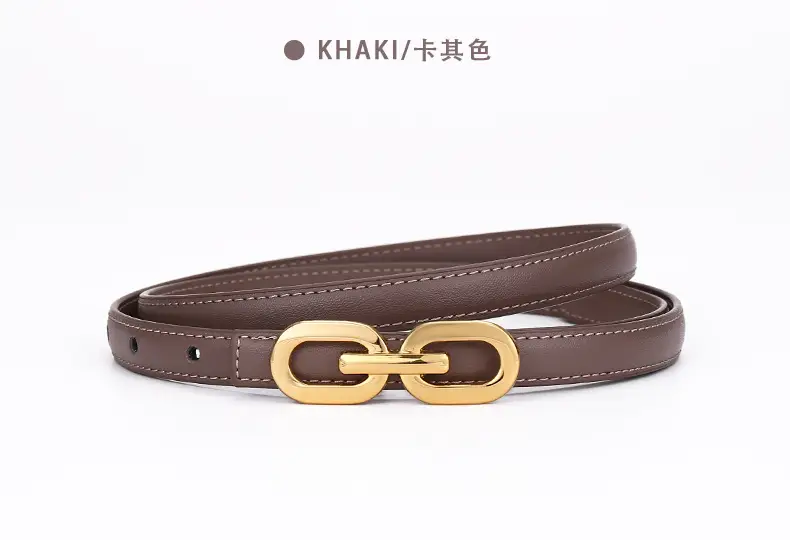 Women's Cowhide Leather Belt with Gold Chain Closure — feature 21