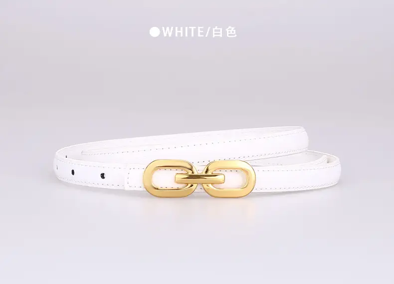 Women's Cowhide Leather Belt with Gold Chain Closure — feature 24