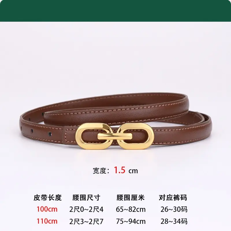 Women's Cowhide Leather Belt with Gold Chain Closure - Image 2