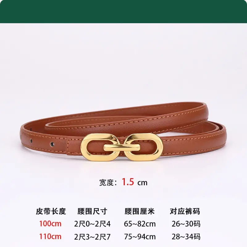 Women's Cowhide Leather Belt with Gold Chain Closure - Image 4