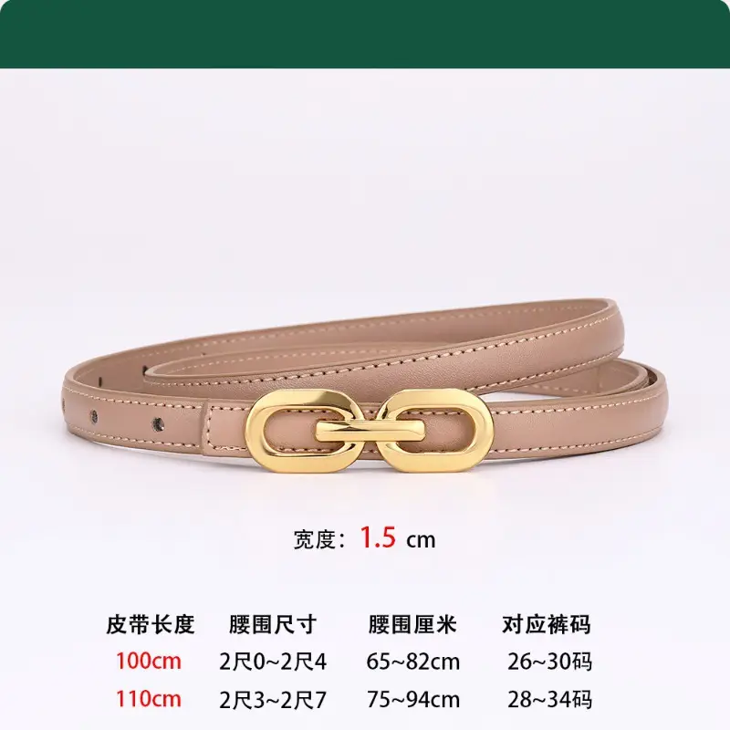 Women's Cowhide Leather Belt with Gold Chain Closure - Image 5