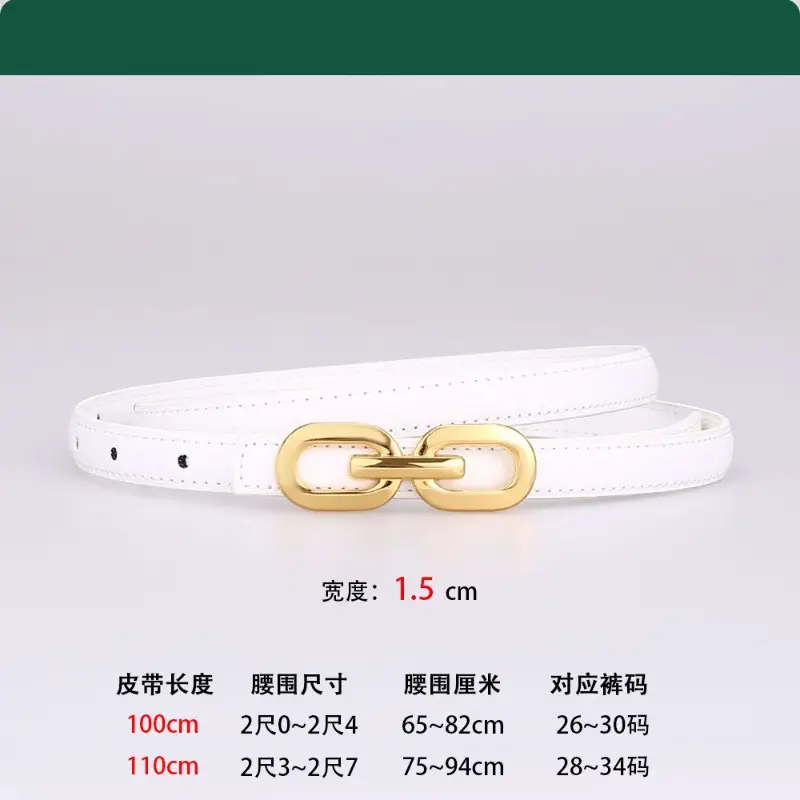 Women's Cowhide Leather Belt with Gold Chain Closure - Image 6