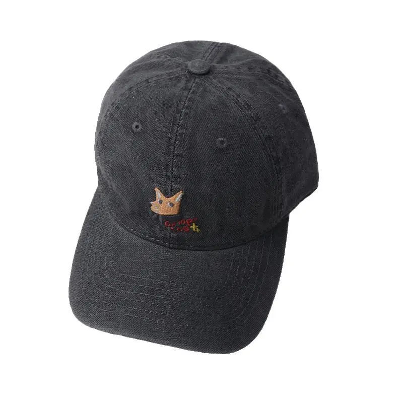 Women Wash Denim Fox Cap Sun Hat Big Head Showface - Image 9