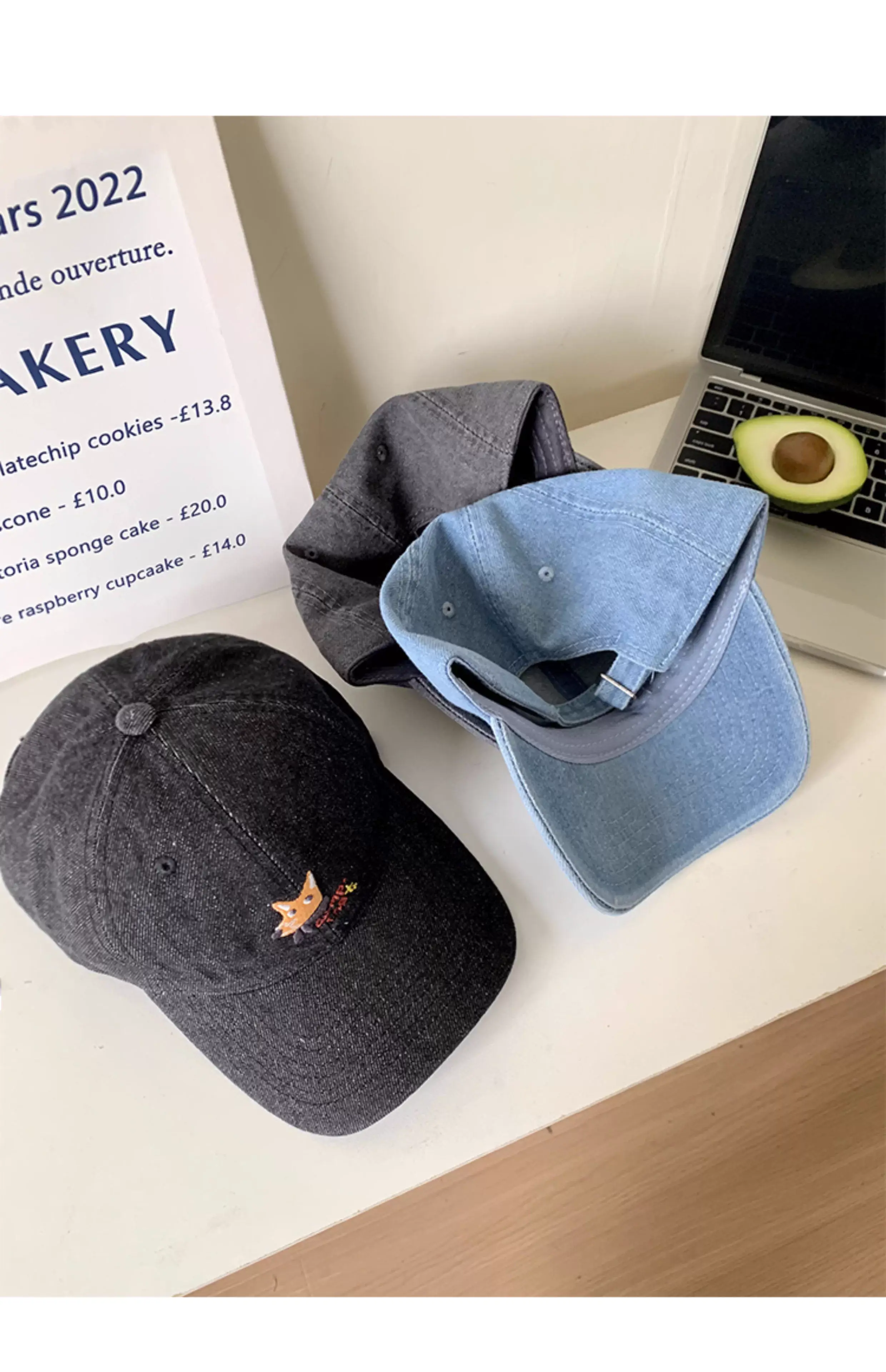 Women Wash Denim Fox Cap Sun Hat Big Head Showface — feature 18