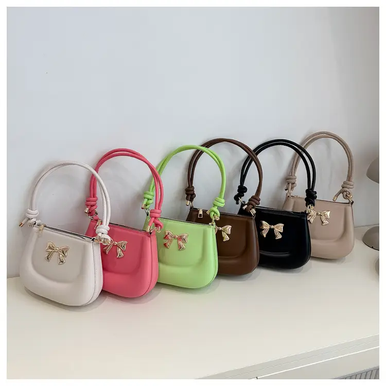Women's Brown Bow Shoulder Bag 2024 Spring Summer - Image 7