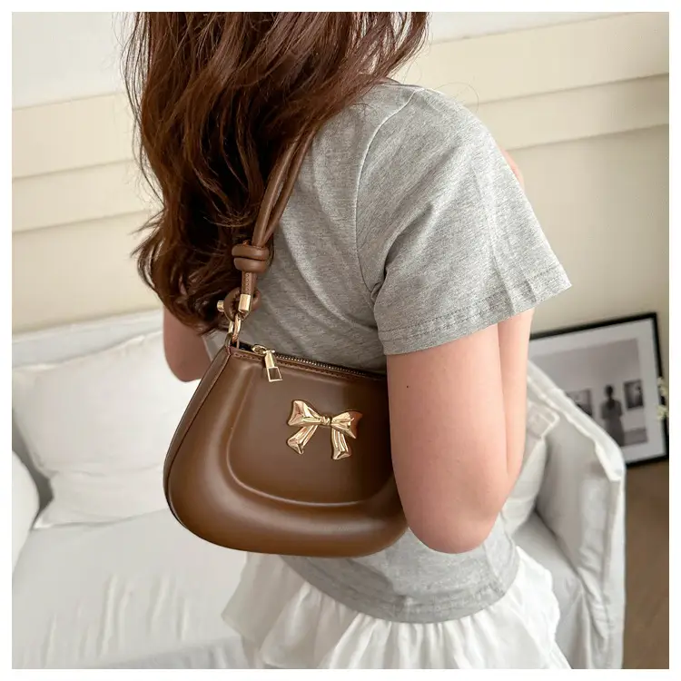 Women's Brown Bow Shoulder Bag 2024 Spring Summer — feature 10
