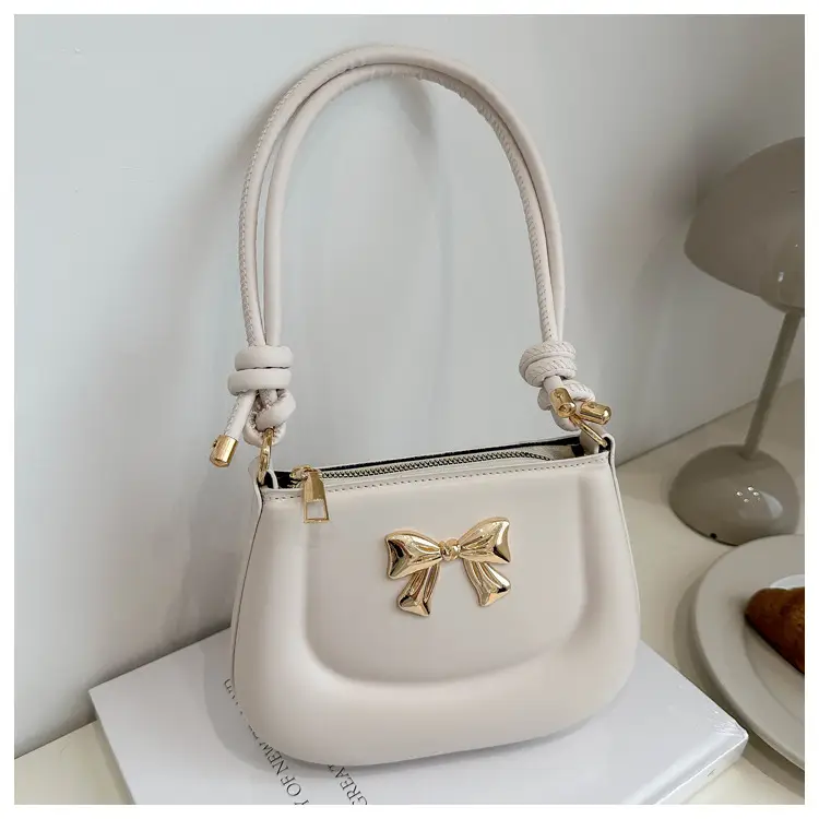 Women's Brown Bow Shoulder Bag 2024 Spring Summer - Image 2