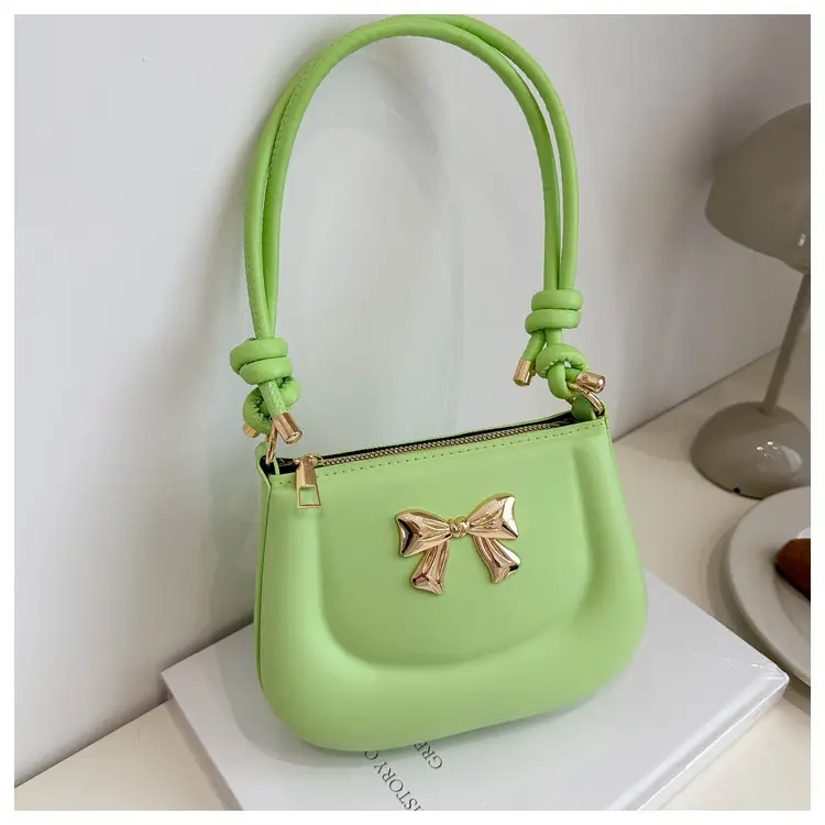 Women's Brown Bow Shoulder Bag 2024 Spring Summer - Image 4