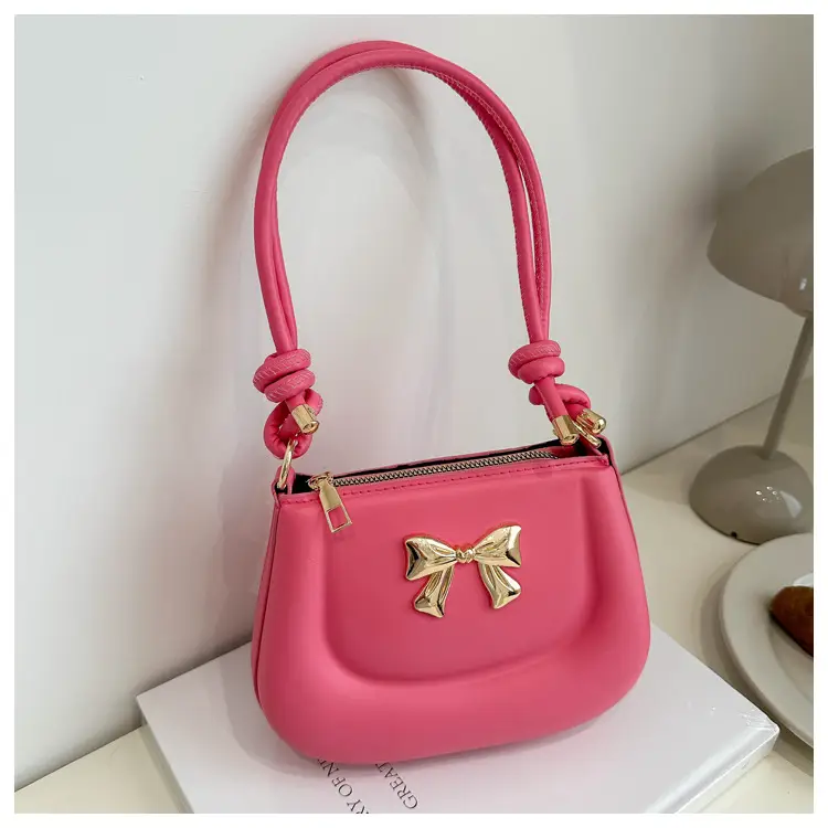 Women's Brown Bow Shoulder Bag 2024 Spring Summer - Image 6