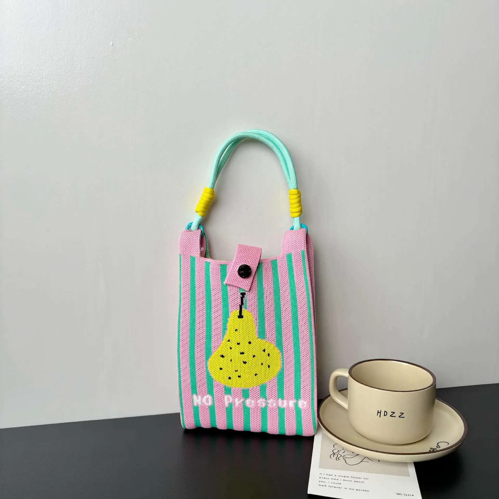 New Cartoon Knitted Phone Bag Dopamine Green - Image 34
