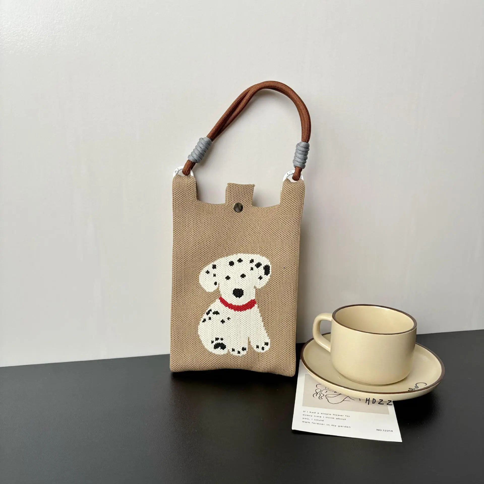 New Cartoon Knitted Phone Bag Dopamine Green - Image 35