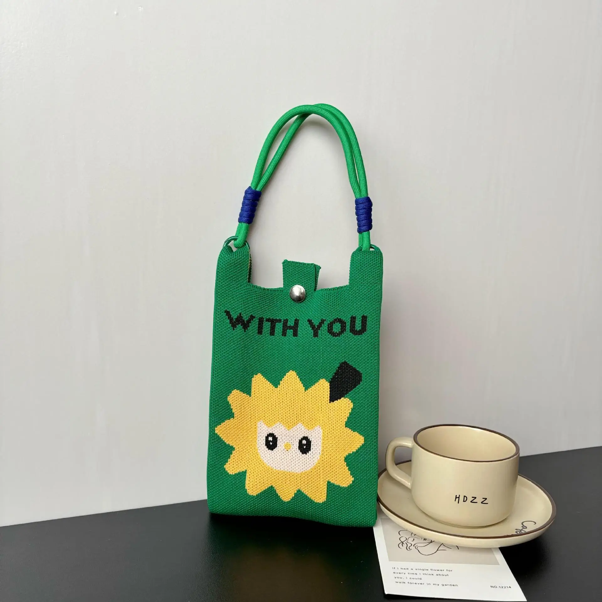 New Cartoon Knitted Phone Bag Dopamine Green - Image 11