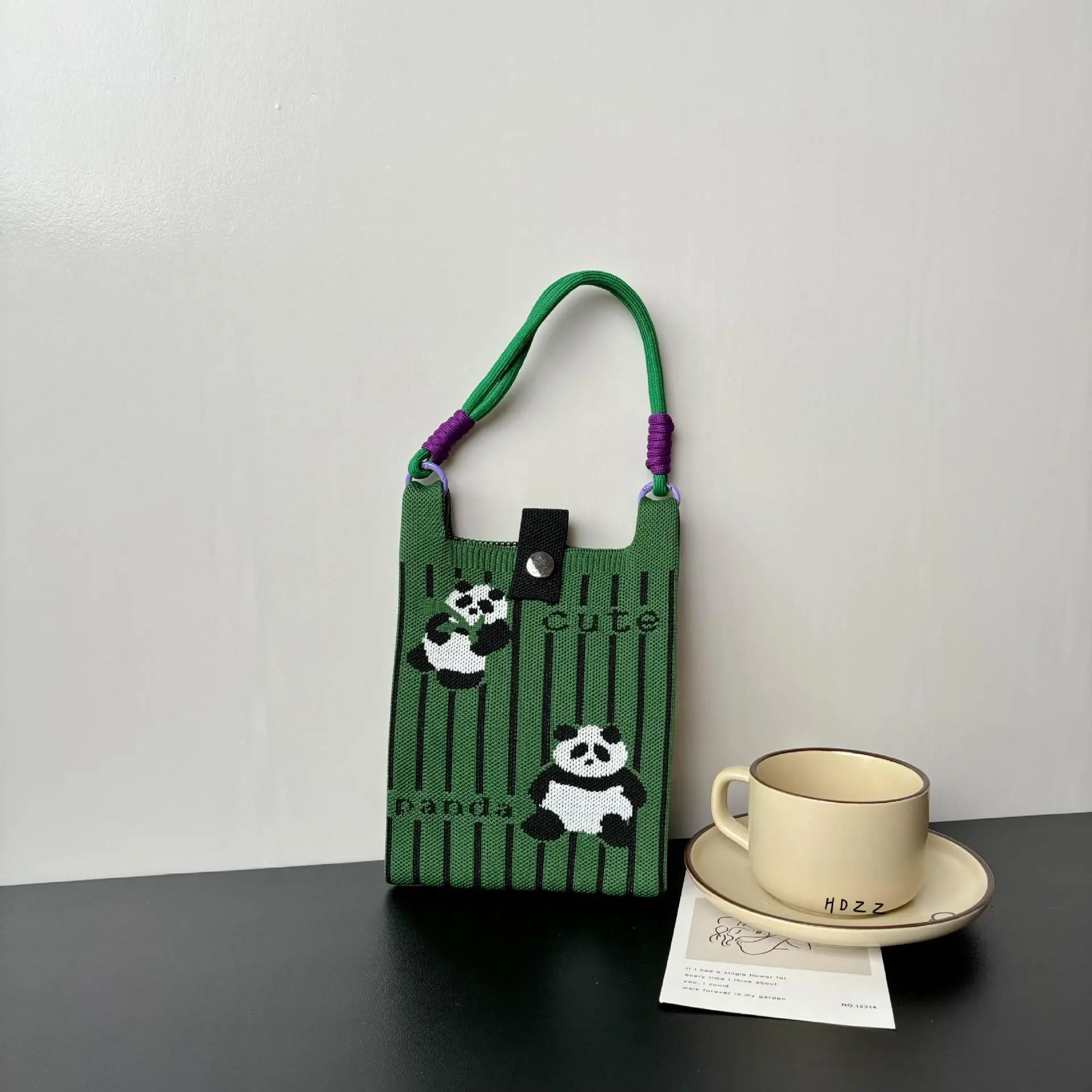 New Cartoon Knitted Phone Bag Dopamine Green - Image 12