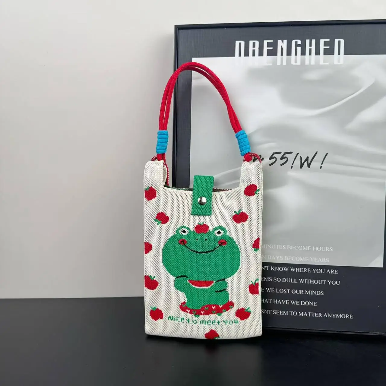 New Cartoon Knitted Phone Bag Dopamine Green - Image 14