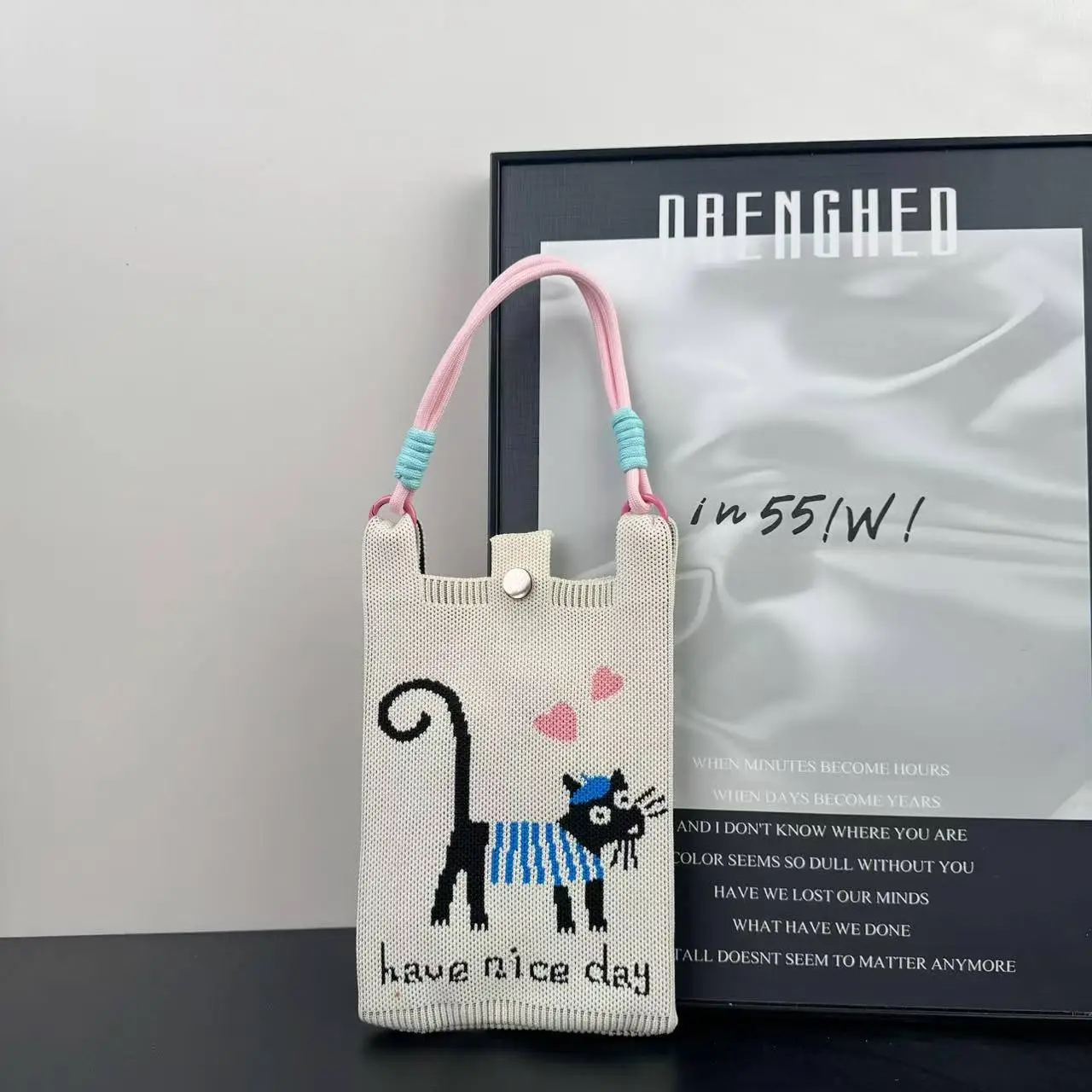 New Cartoon Knitted Phone Bag Dopamine Green - Image 16