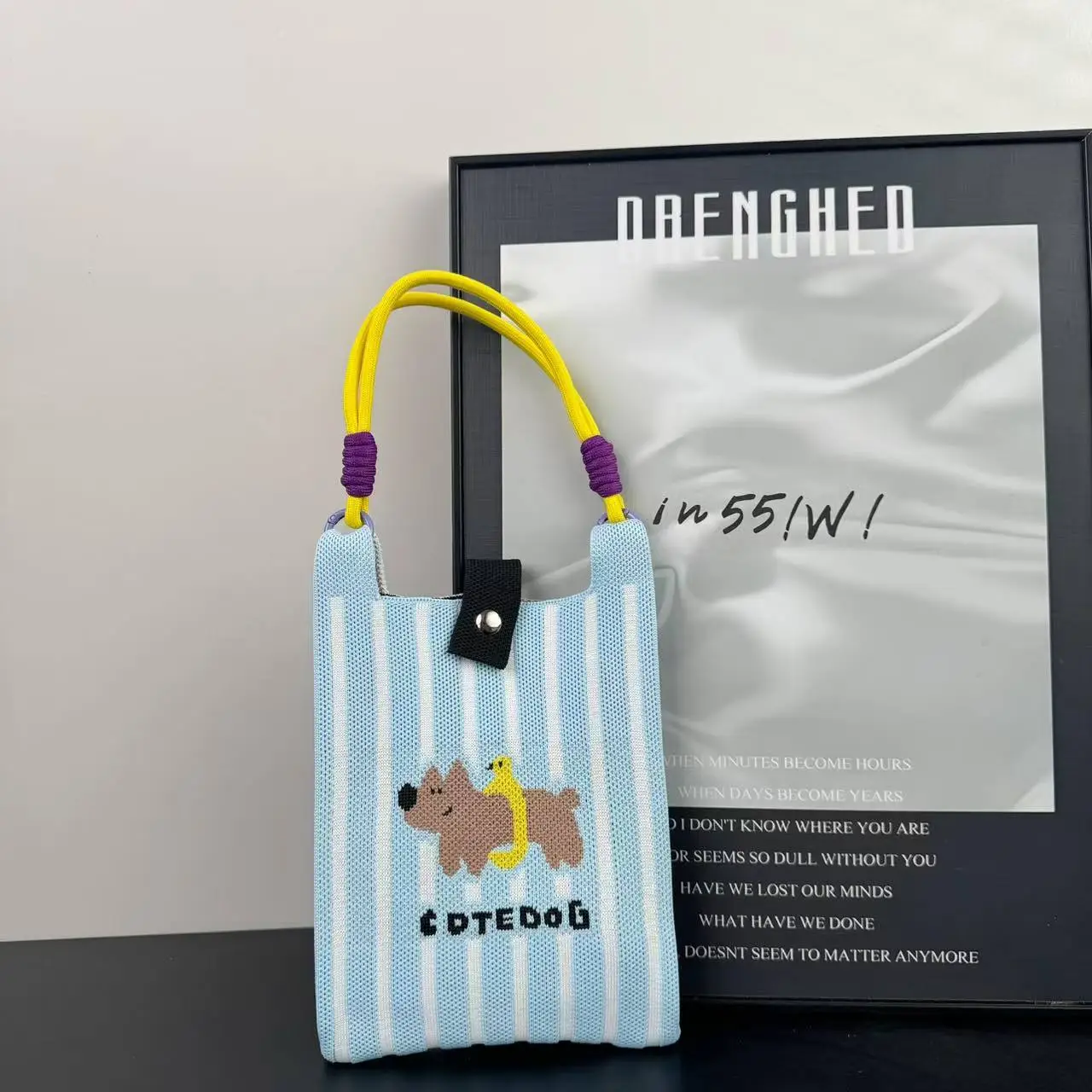 New Cartoon Knitted Phone Bag Dopamine Green - Image 20