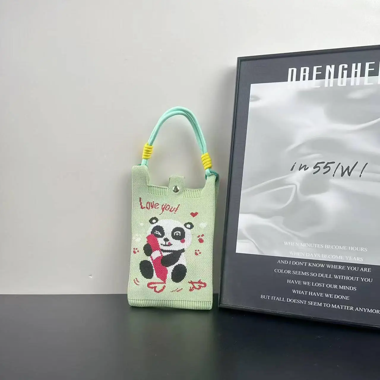 New Cartoon Knitted Phone Bag Dopamine Green - Image 26