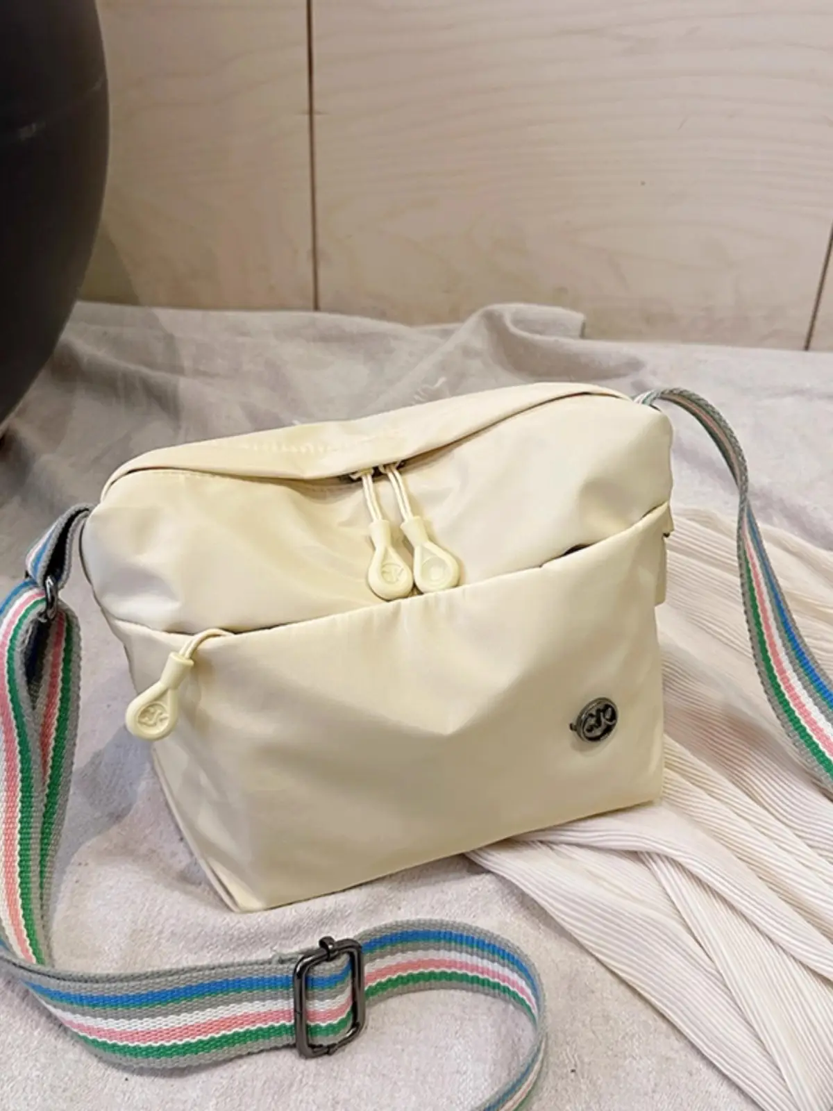 Red Nylon Crossbody Bag Small Waterproof Commuter