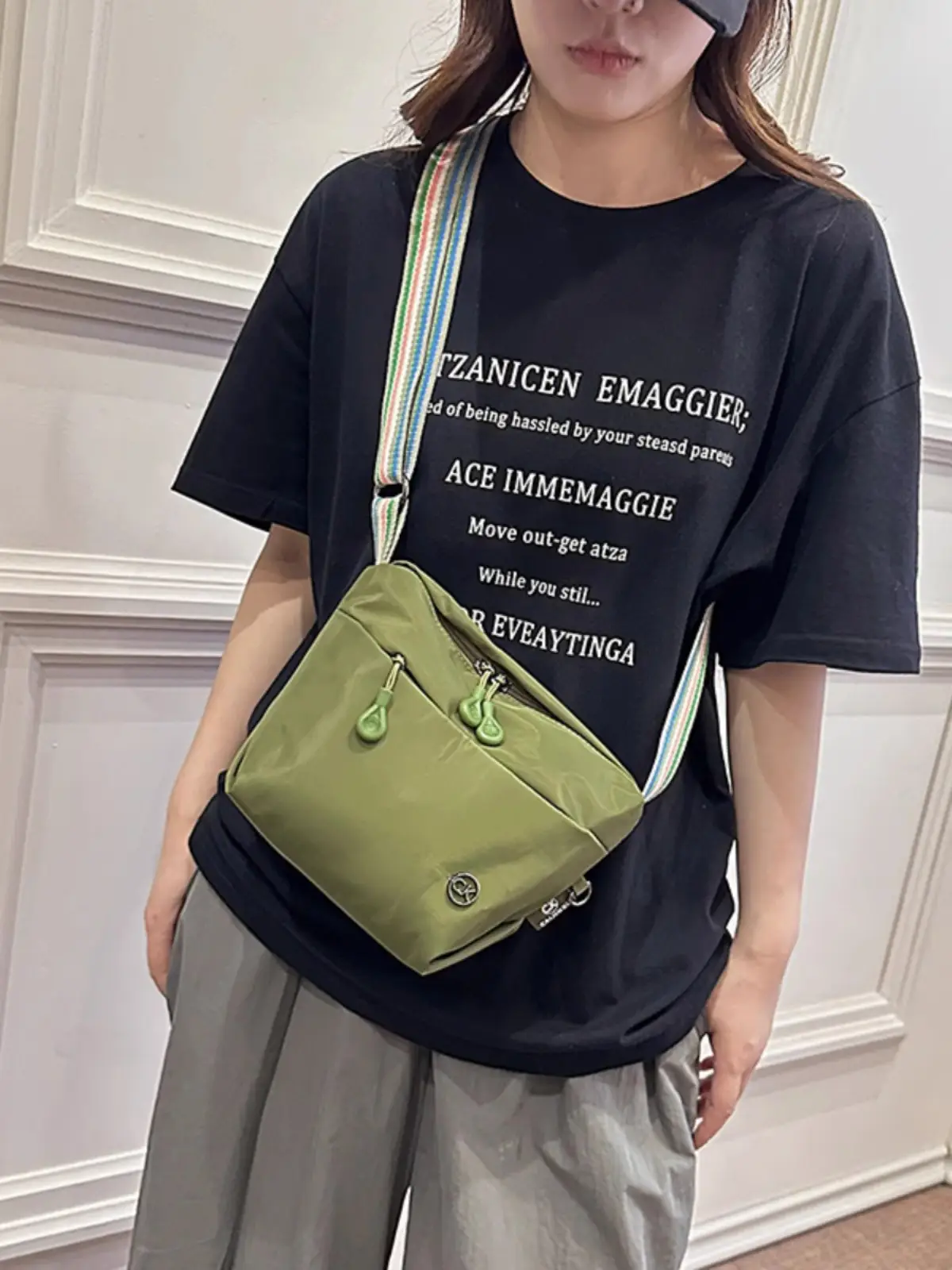 Red Nylon Crossbody Bag Small Waterproof Commuter