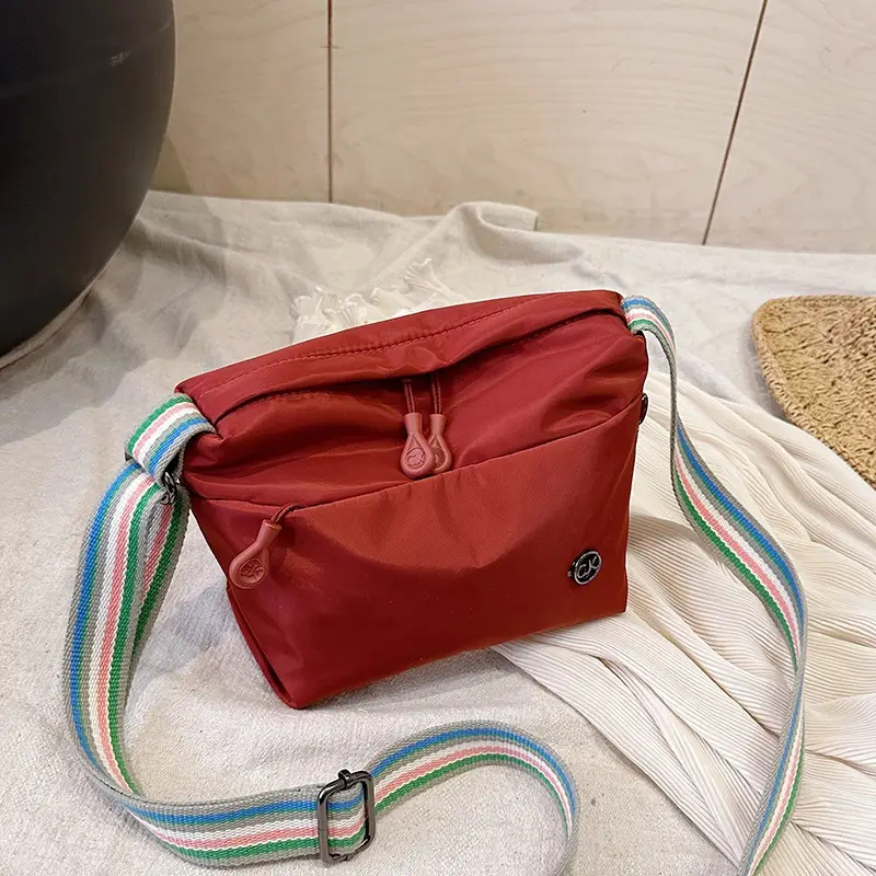 Red Nylon Crossbody Bag Small Waterproof Commuter