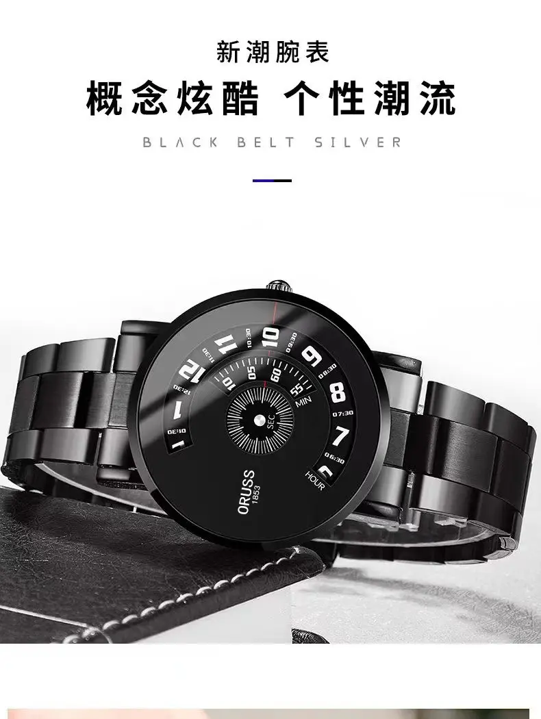 Men's Black Ultra-Thin Quartz Watch with Japanese Style Design — feature 22