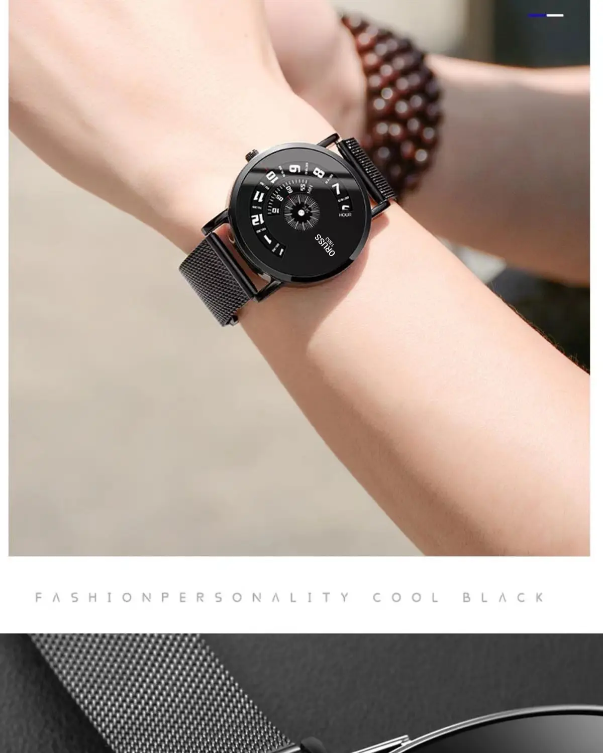 Men's Black Ultra-Thin Quartz Watch with Japanese Style Design — feature 23