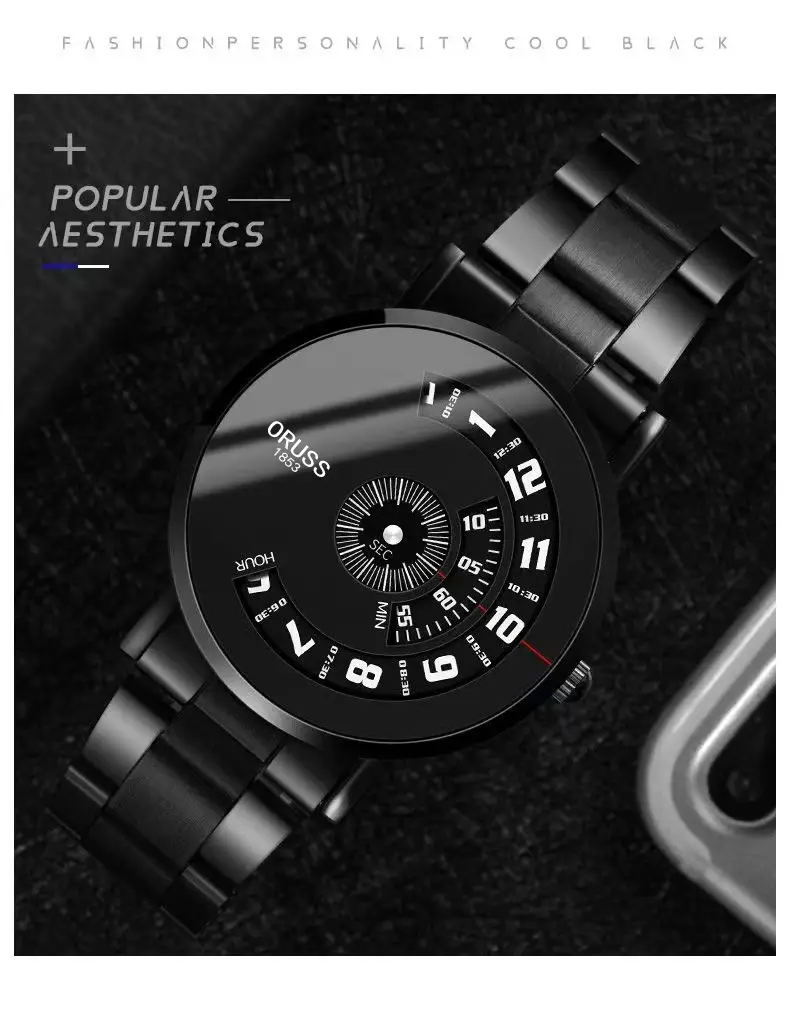 Men's Black Ultra-Thin Quartz Watch with Japanese Style Design — feature 7