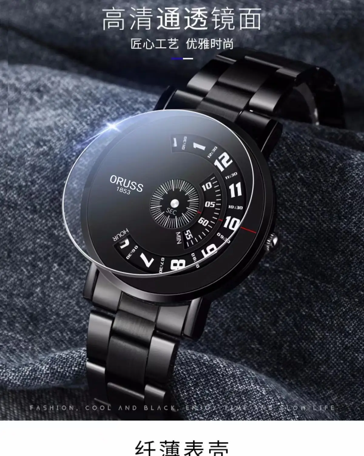 Men's Black Ultra-Thin Quartz Watch with Japanese Style Design — feature 8