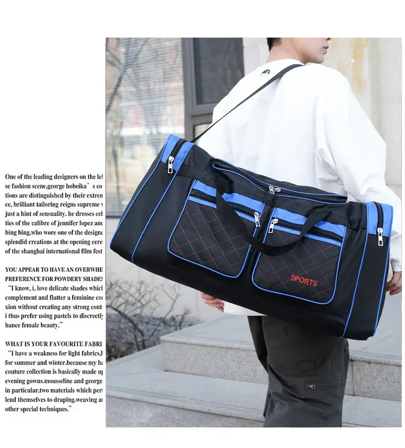 Men's Super Large Travel Bag Blue Black Sports Design — feature 12