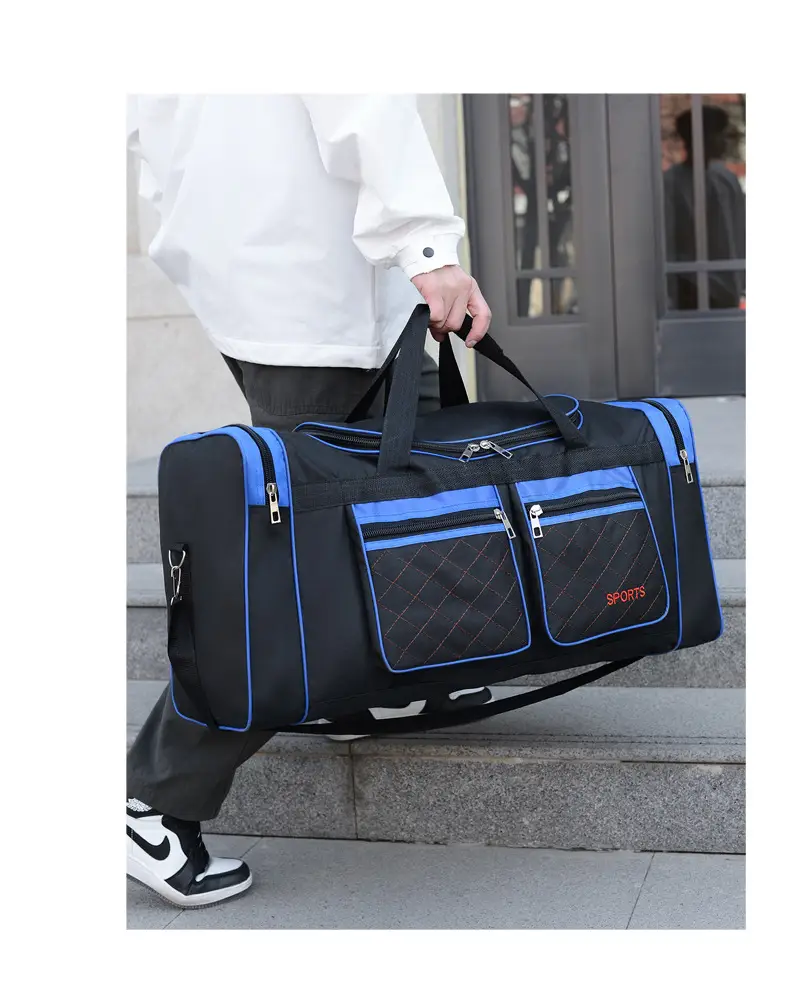 Men's Super Large Travel Bag Blue Black Sports Design — feature 13