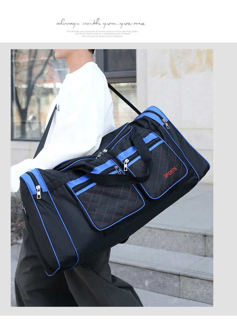 Men's Super Large Travel Bag Blue Black Sports Design — feature 14