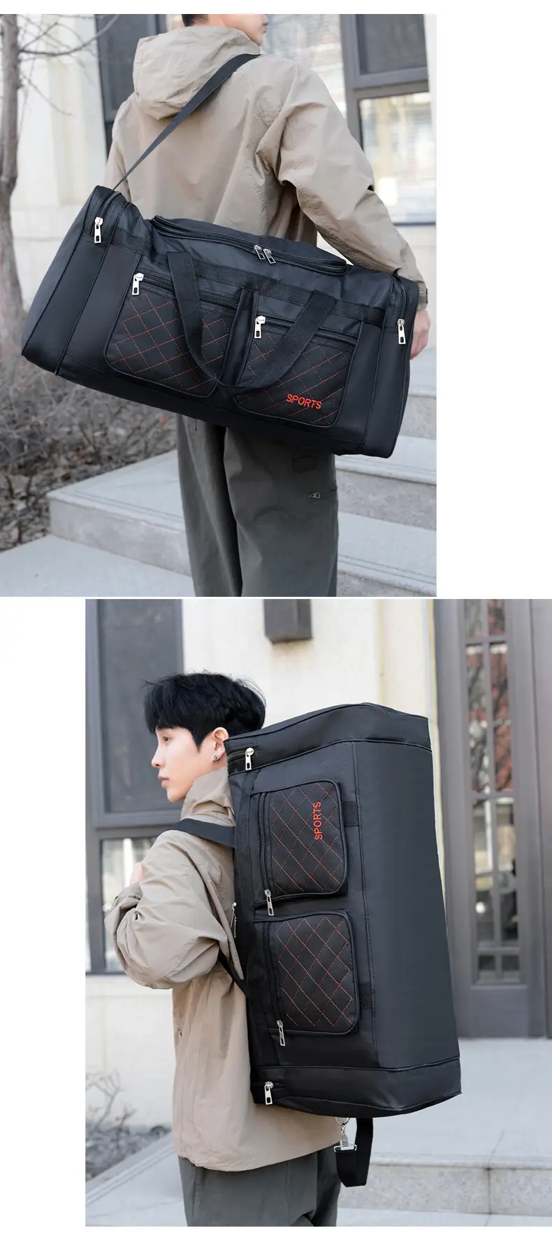 Men's Super Large Travel Bag Blue Black Sports Design — feature 21