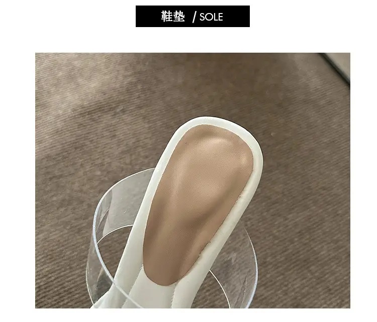 Thick-Soled Waterproof Platform Transparent Strappy High-Heeled Sandals for Women with Crystal Heel and Chunky Heel, Super High Heel Slippers — feature 5