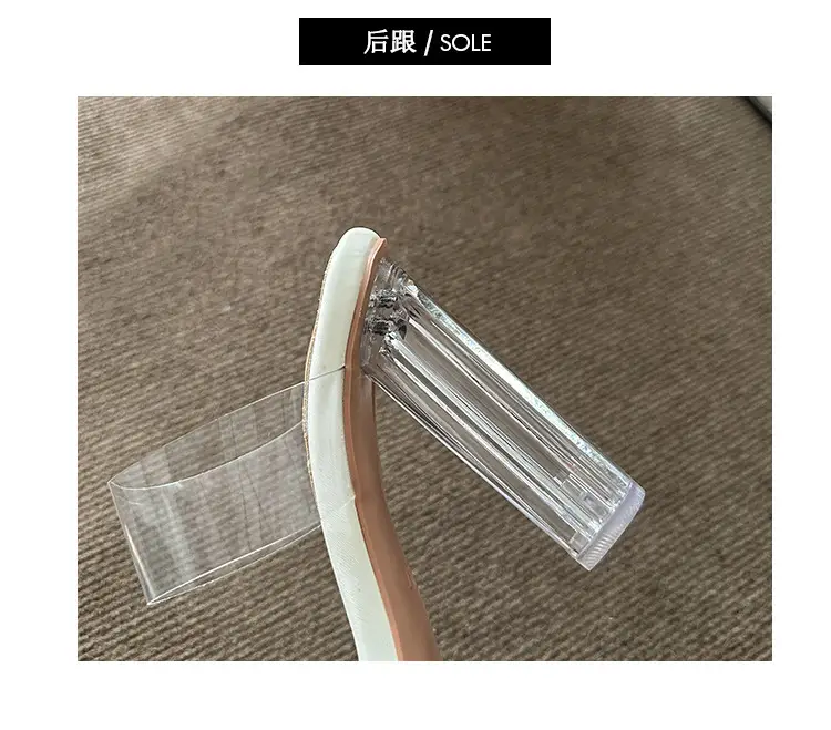 Thick-Soled Waterproof Platform Transparent Strappy High-Heeled Sandals for Women with Crystal Heel and Chunky Heel, Super High Heel Slippers — feature 6
