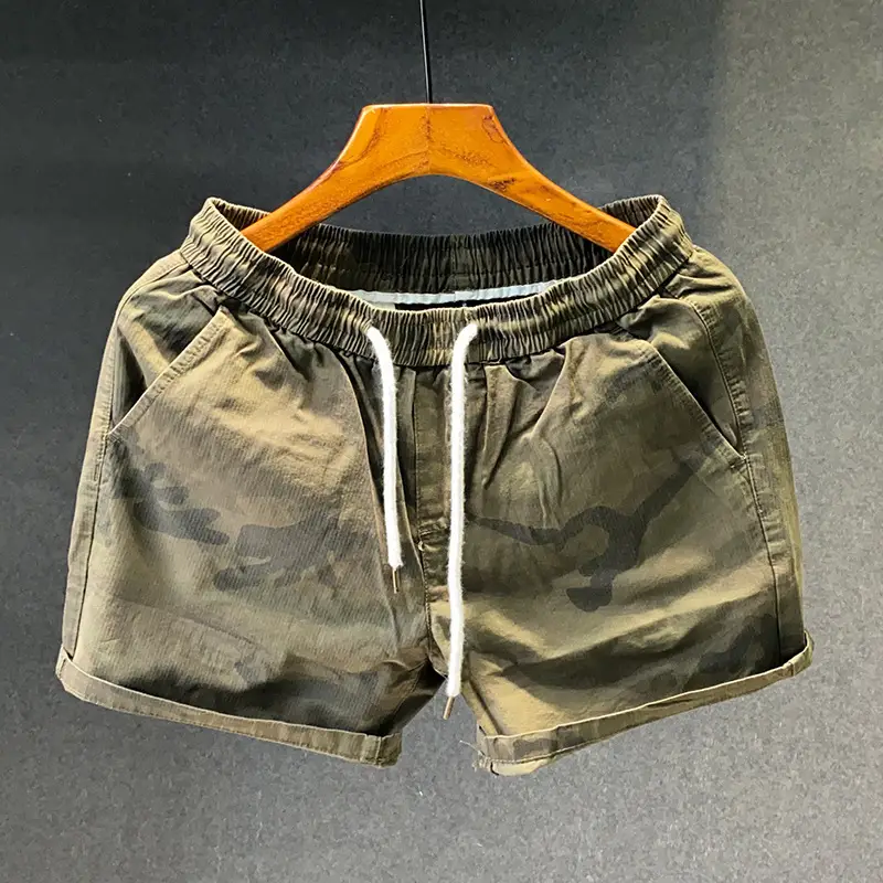 Men Camouflage Stretch Waist Shorts Summer Running Wear