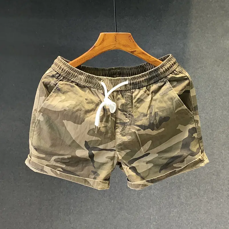 Men Camouflage Stretch Waist Shorts Summer Running Wear