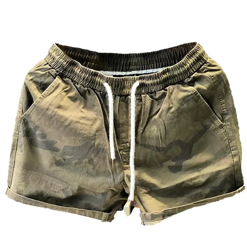 Men Camouflage Stretch Waist Shorts Summer Running Wear