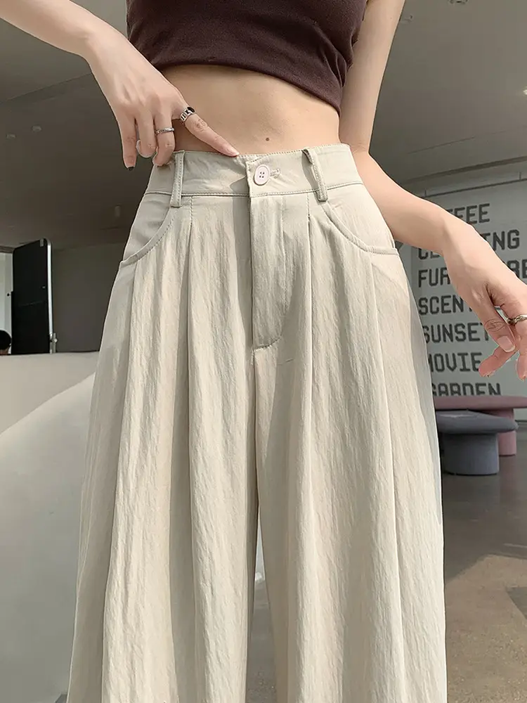 Women's High Waist Draped Pants with Belt Summer - Image 6
