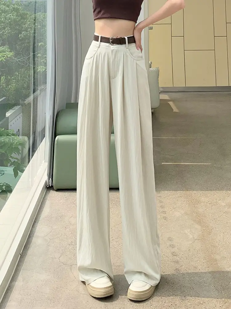 Women's High Waist Draped Pants with Belt Summer - Image 7