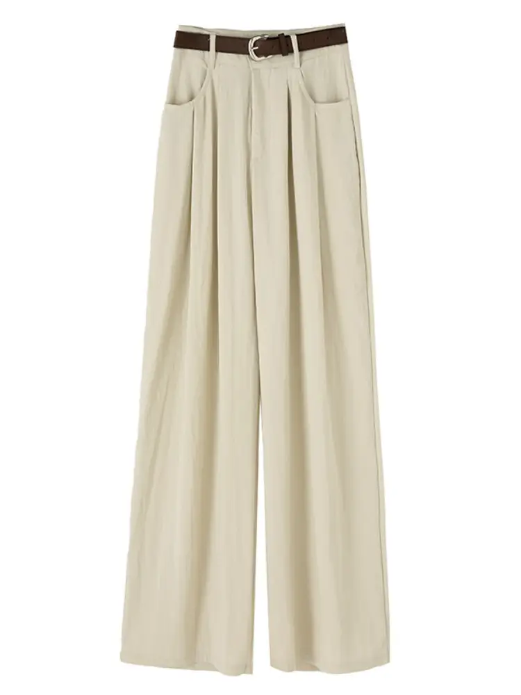 Women's High Waist Draped Pants with Belt Summer - Image 9