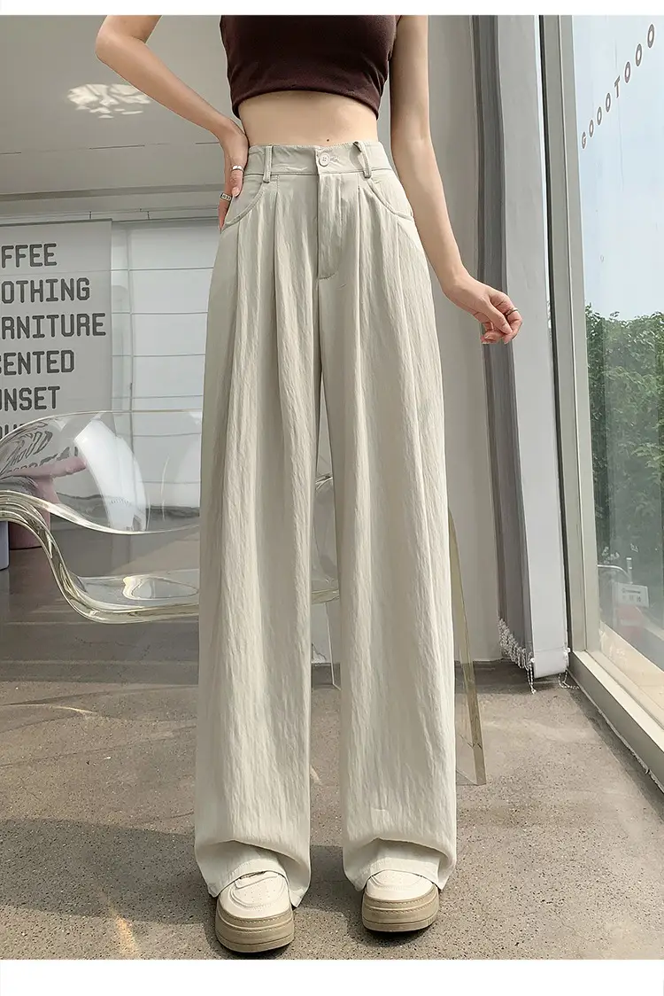 Women's High Waist Draped Pants with Belt Summer — feature 12