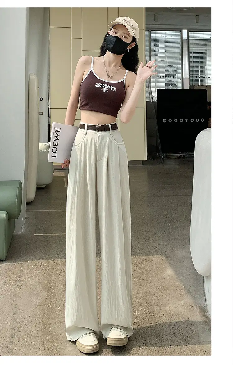 Women's High Waist Draped Pants with Belt Summer — feature 14