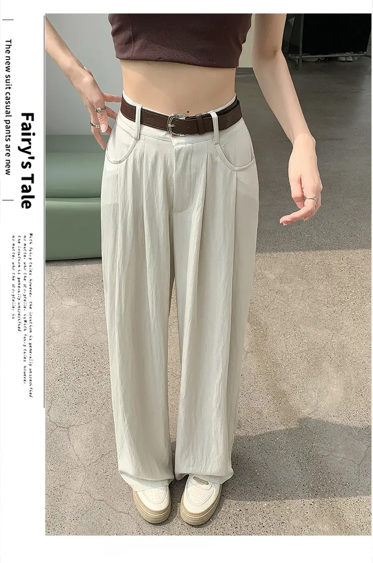 Women's High Waist Draped Pants with Belt Summer — feature 15